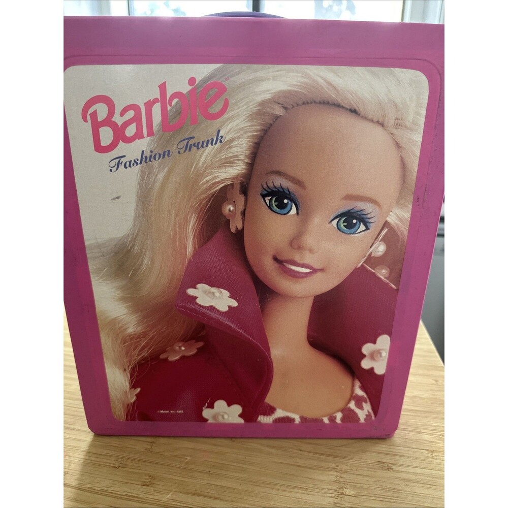 Vintage Barbie Fashion Trunk Case Mattel 1993 Pink Vinyl Storage Doll Case